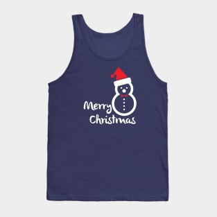 Merry Christmas Happy Snowman With Santa Hat - Merry Christmas Gift Tank Top